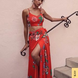 NWOT Lulu’s Bloom With a View maxi red